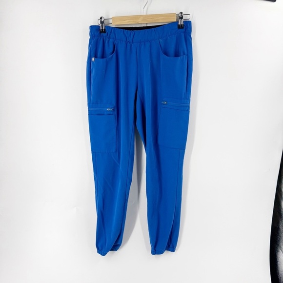 ✅ Figs Blue Cargo Pants with Elastic Cuffs Zamora Jogger Scrub Pants SMALL - Picture 1 of 8